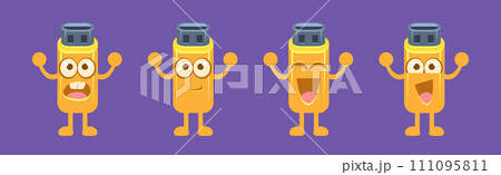Usb Stick Character with Different Emotion Vector Set 111095811