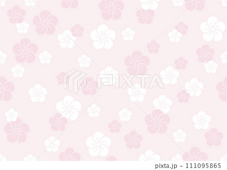縦横両方向にシームレスな梅の花の和柄パターン 111095865