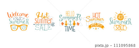 Summer Holiday and Vacation Bright Label Vector Set 111095868