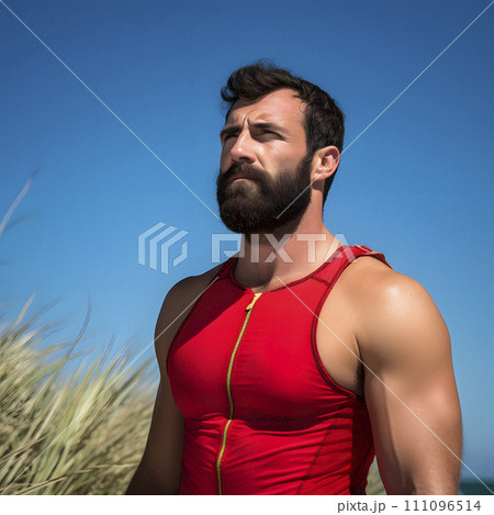 caucasian bearded athletic man, AI generated 111096514
