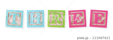 Three concept with childs wood blocks 111097421