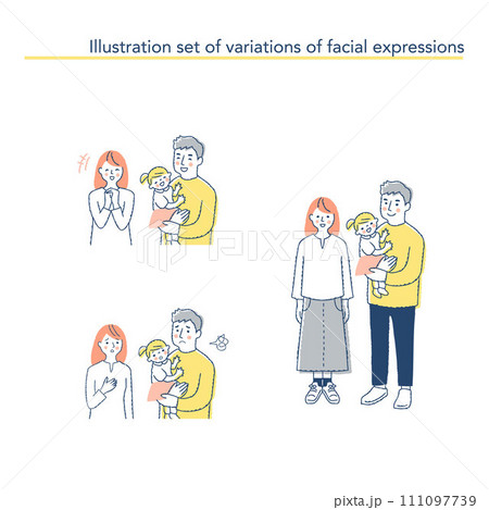 若い家族の表情 バリエーション 若い家族の表情 バリエーション 111097739
