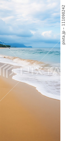 Tropical beach with blue sky and white clouds abstract texture background 111098242