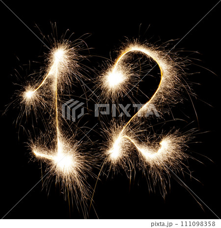 Sparkling numbers on a dark background Sparkling numbers on a dark background 111098358
