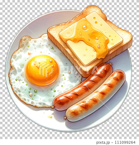 toast with sausage and fried egg 111099264