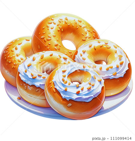 Bagel with cream cheese 111099414