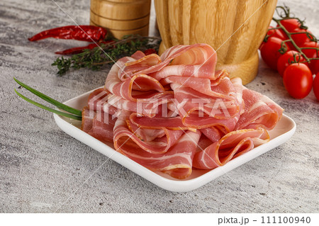 Raw pork bacon for breakfast 111100940