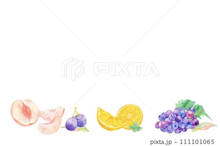 カラフルなフルーツの水彩フレーム素材 111101065