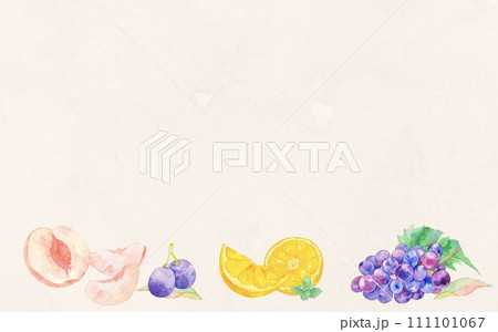 水彩で描いたフルーツのフレーム素材 111101067