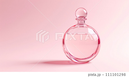 ピンク色の背景にシンプルな香水瓶「AI生成画像」 111101298