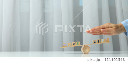 Concept of balance between work and personal life. Concept of balance between work and personal life. 111101548