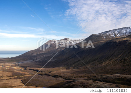 Mountains and a fjord, Hafnarholmi, Iceland Mountains and a fjord, Hafnarholmi, Iceland 111101833