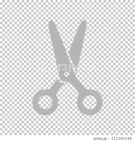 Simple and cute gray and silver scissors icon - image material for cutting and editing 111102148