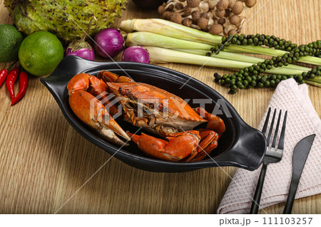 Delicous luxury steamed red crab Delicous luxury steamed red crab 111103257