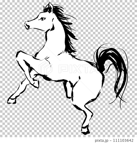 Line drawing of a running horse 111103642