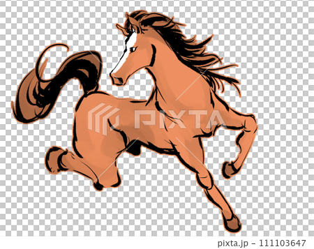 Illustration of left horse 111103647