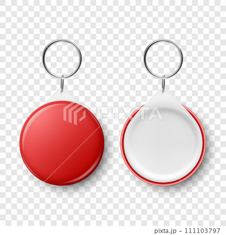 Vector 3d Realistic Red Blank Round Button Badge with Ring Holder Closeup, Isolated. ID Badge Design Template, Mockup. Design Template for Access Pass, Identification, Events. Front, Back Side View Vector 3d Realistic Red Blank Round Button Badge with Ring Holder Closeup, Isolated. ID Badge Design Template, Mockup. Design Template for Access Pass, Identification, Events. Front, Back Side View 111103797