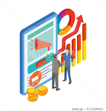 インターネット広告と成約のイメージイラスト 111104022
