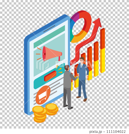 インターネット広告と成約のイメージイラスト 111104022