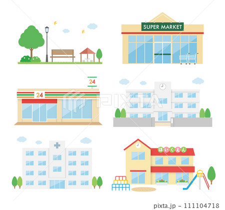 公園とスーパーとコンビニと学校と病院と保育園 111104718