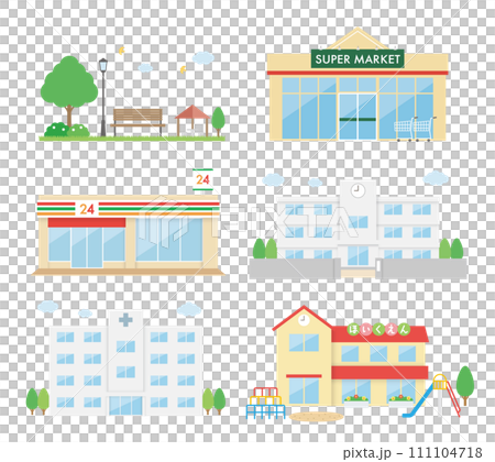 公園とスーパーとコンビニと学校と病院と保育園 111104718