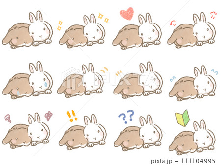 色んな表情のウサギイラストセットのイラスト素材 [111104995] - PIXTA