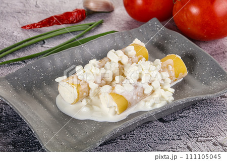 Italian cuisine Cannelloni staffed cheese Italian cuisine Cannelloni staffed cheese 111105045