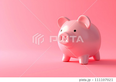 Piggy bank in the concept of saving money in 3D illustration style on a colorful background 111107021