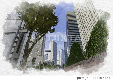 水彩画風 西新宿 議事堂通り 新宿住友ビル 東京都新宿区 水彩画風 西新宿 議事堂通り 新宿住友ビル 東京都新宿区 111107171