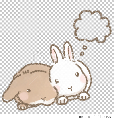 一隻思考的兔子的可愛插圖 一隻思考的兔子的可愛插圖 111107505