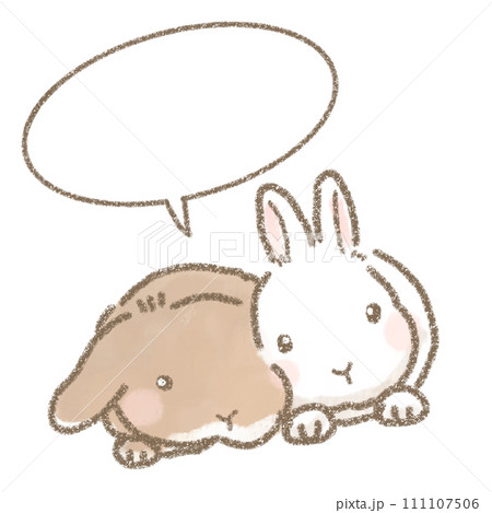 吹き出しつきのかわいいうさぎのイラスト 111107506
