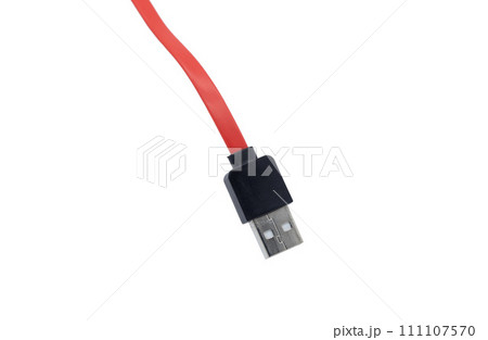Red USB cable isolated on white background 111107570