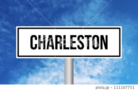 Charleston road sign on sky background 111107751