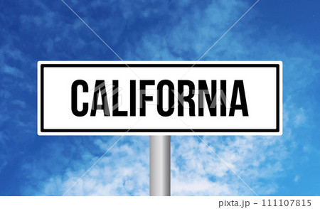 California road sign on cloudy sky background 111107815