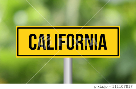 California road sign on blur background 111107817