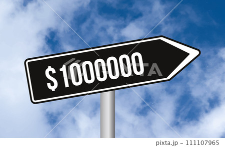 $1000000 road sign on blue sky background 111107965