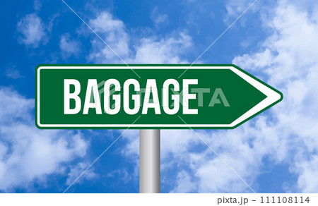 Baggage road sign on blue sky background Baggage road sign on blue sky background 111108114