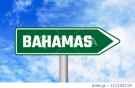 Bahamas road sign on cloudy sky background 111108119