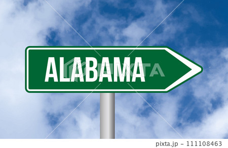 Alabama road sign on blue sky background Alabama road sign on blue sky background 111108463
