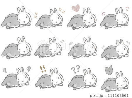 いろんなかわいいうさぎのイラストセット 111108661