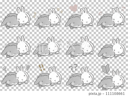 いろんなかわいいうさぎのイラストセット 111108661