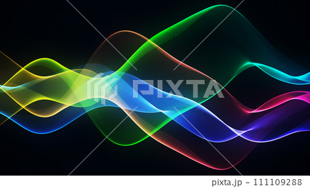 カラフルな波の背景。先進的な波のイメージ。テクノロジー。ハーモニー カラフルな波の背景。先進的な波のイメージ。テクノロジー。ハーモニー 111109288