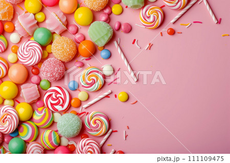 Candy background with copy space 111109475