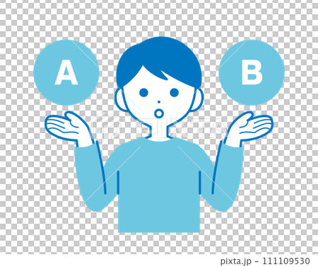 AとBを比較している男性 AとBを比較している男性 111109530