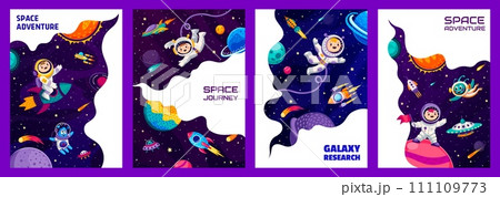 Space landing pages, kid astronauts with ufo and aliens, starry galaxy or space planets, vector website or web page. Galaxy landing page with kid spaceman on rocket in space with asteroids Space landing pages, kid astronauts with ufo and aliens, starry galaxy or space planets, vector website or web page. Galaxy landing page with kid spaceman on rocket in space with asteroids 111109773