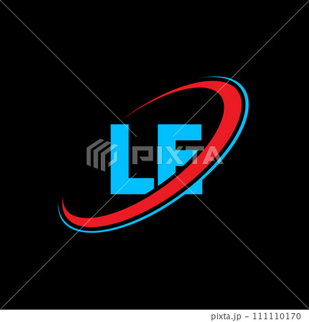 LE L E letter logo design. Initial letter LE linked circle uppercase monogram logo red and blue. LE logo, L E design. le, l e 111110170
