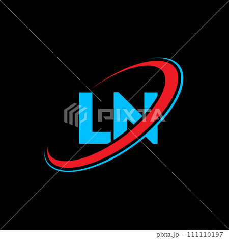 LN L N letter logo design. Initial letter LN linked circle uppercase monogram logo red and blue. LN logo, L N design. ln, l n 111110197