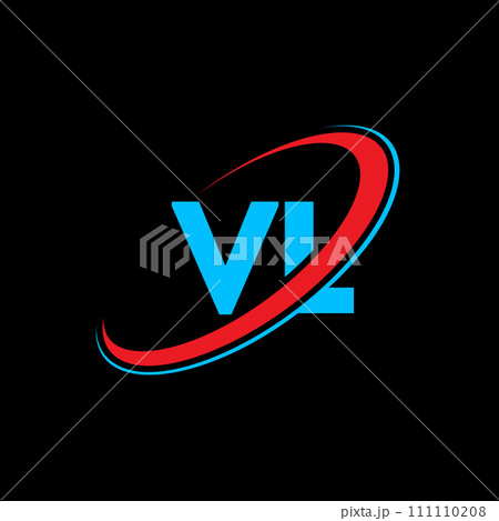 VL V L letter logo design. Initial letter VL linked circle uppercase monogram logo red and blue. VL logo, V L design. vl, v l 111110208