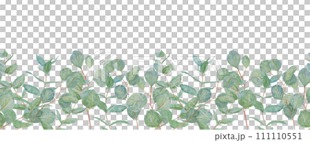 Watercolor seamless border of mint green eucalyptus branches. Hand drawn floral illustration for wedding invitations, print products, floristic, beauty salon. Clip art for greeting, print, lable, card Watercolor seamless border of mint green eucalyptus branches. Hand drawn floral illustration for wedding invitations, print products, floristic, beauty salon. Clip art for greeting, print, lable, card 111110551