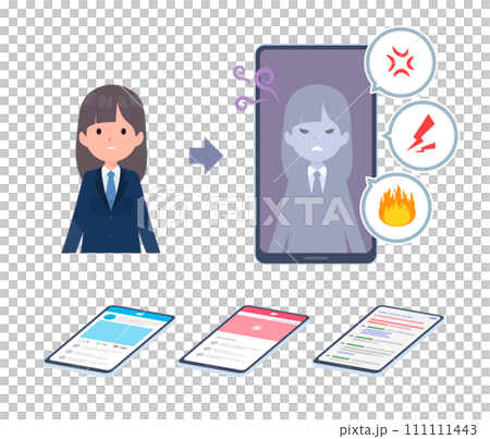 インターネットで人格が変わってしまう紺ブレザー女子学生のセット 111111443